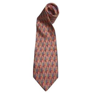 Aquascutum London Blue Green Seahorses on Pink Silk Neck Tie